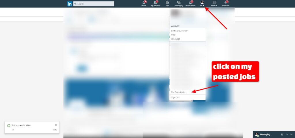 from profile select my posted job
